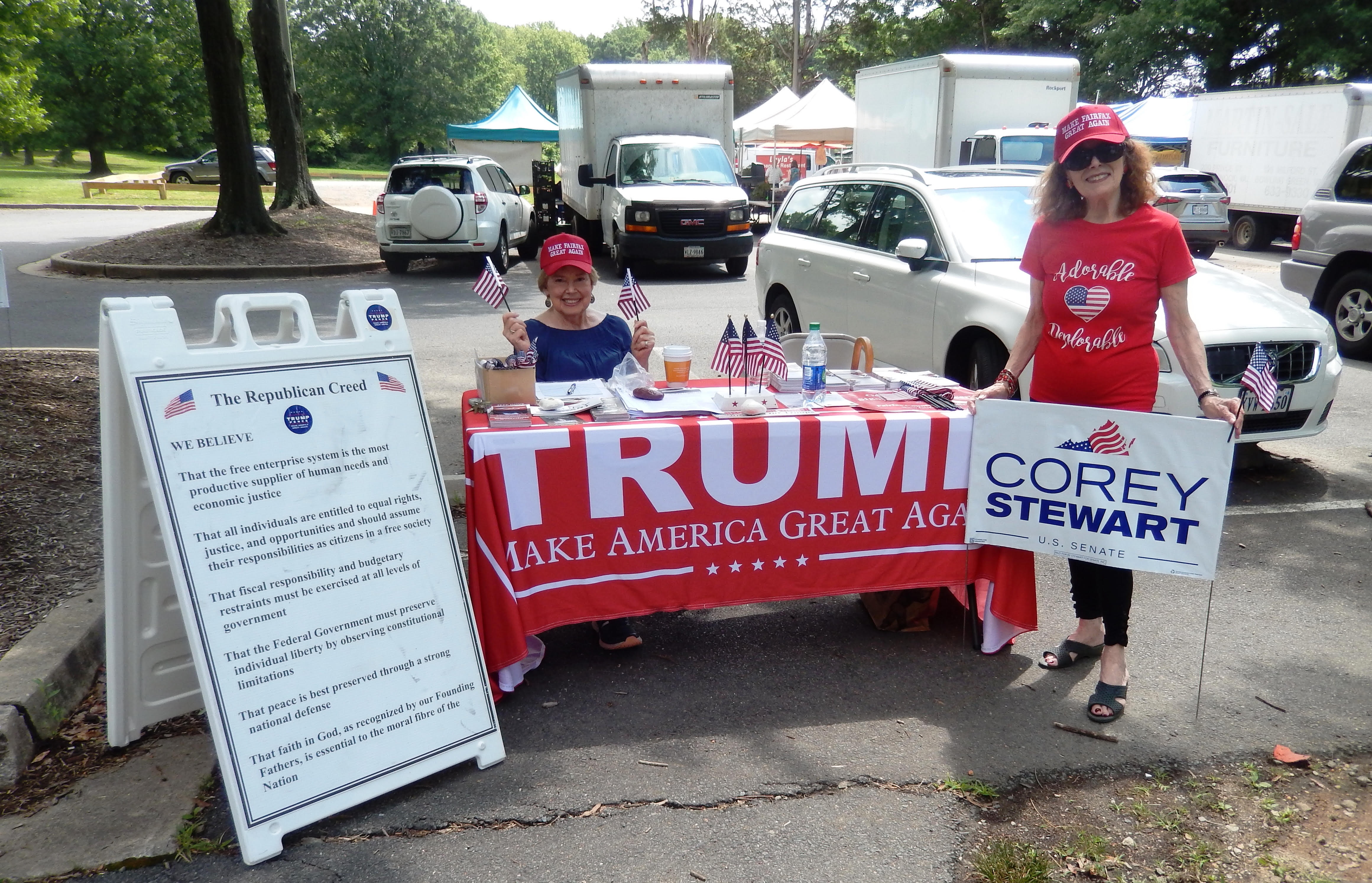 Farmers Market – Waving Flags for Corey Stewart on First Day of Summer