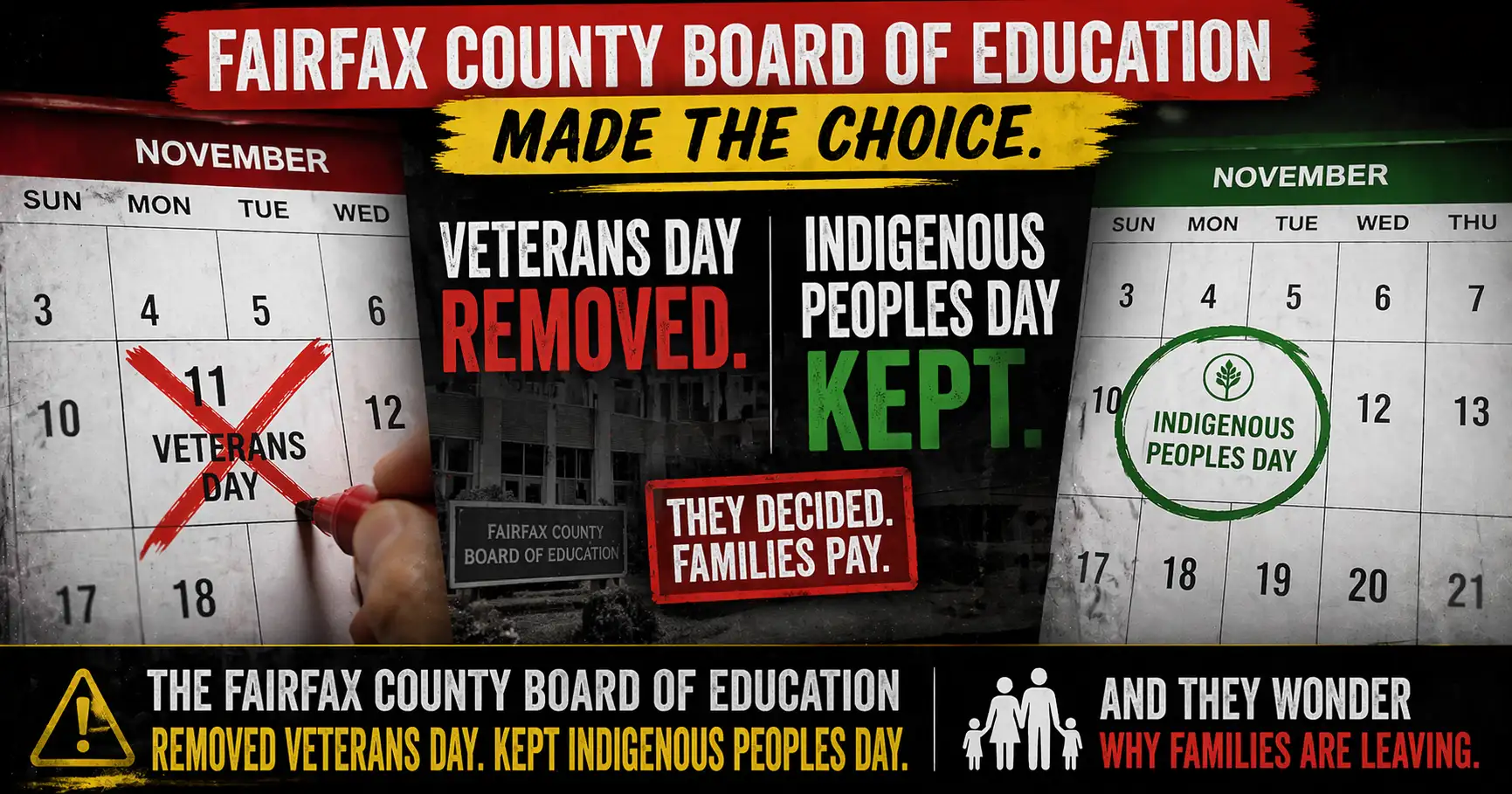 School Board Kills Veterans Day, Keeps Indigenous Peoples Day — And Wonders Why Families Are Leaving