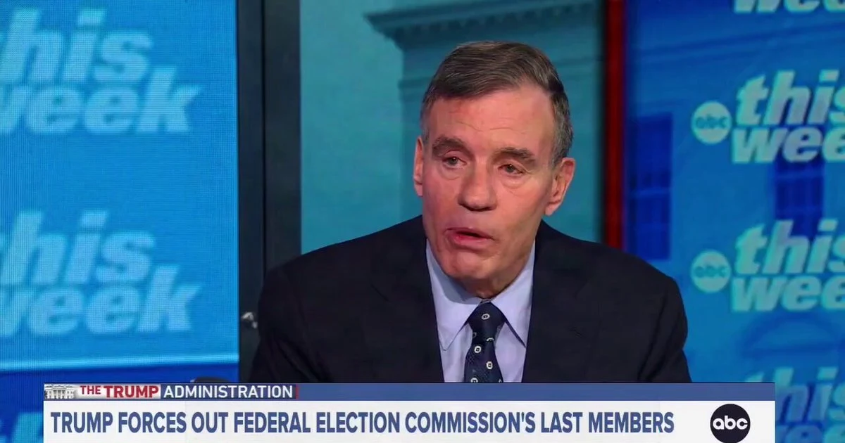 Sen. Mark Warner on ABC's This Week, with an on-screen elections chyron
